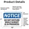 Signmission Do Not Disturb While Surgery Is In Progress, 10 in W x Rectangle, Vinyl Decal OS-2PACK-NS-D-710-L-11149 - alternate 5